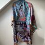 Luxury 100% Silk 130x130 Oversized Maxi Square Scarf Patchwork Checkerboard Shawl Image 4