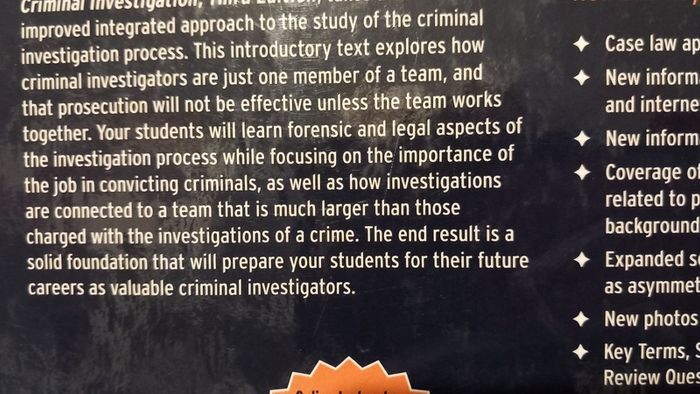 Criminal Investigation by Ronald F Becket Third Edition Excellent, almost new, condition