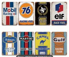 Collection racing themed tin signs free postage