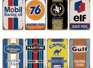 Collection racing themed tin signs free postage