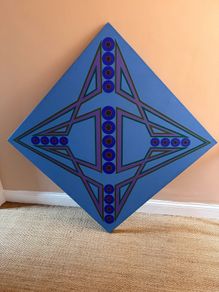 Evin Nolan Original 1975 Abstract Painting. Shaped Canvas. Irish Modern Art