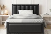 Single Bed Frame with Upholstered Headboard, 3ft
