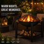 Fire Bowl with Spark Protection Cover Poker BBQ Round Diameter 55 cm Wood Shelf Steel Black Fire Pit Fire Basket Garden Patio Fireplace Grill Image 6
