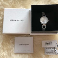 Brand New In Box Karen Millen silver with crystal dial watch