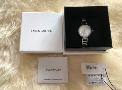 Brand New In Box Karen Millen silver with crystal dial watch