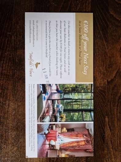 Marlfield House 100 euro off - use by 13 June
