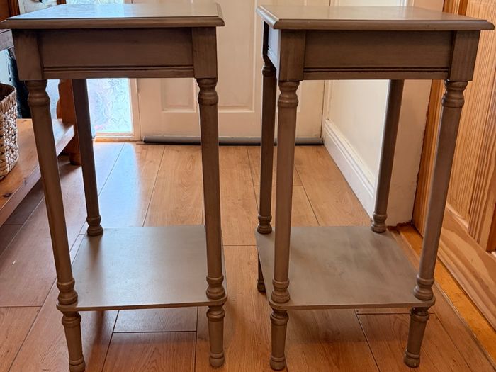 2 x Grey Pedestal Side Tables