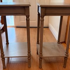 2 x Grey Pedestal Side Tables