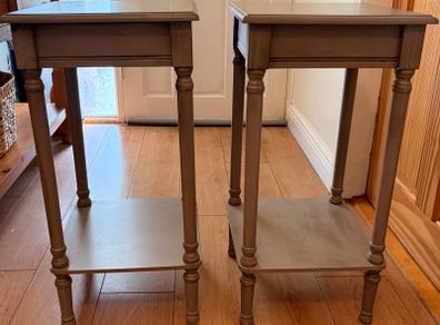 2 x Grey Pedestal Side Tables
