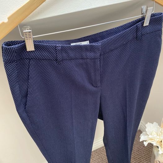 TATUUM Navy Blue & White Polka Dot Tapered Ankle Trousers 40