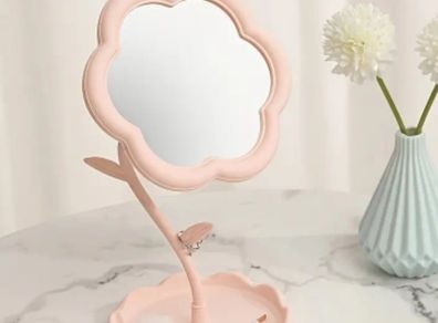 Small pink makeup mirror