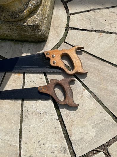 Vintage hand wooden saws x 2
