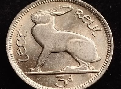 Ireland - 1968 - 3 Pence - Hare - KM.12a - UNC - [556]