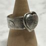 Handmade sterling silver love heart ring with trickles on the wide band. Size R Image 2
