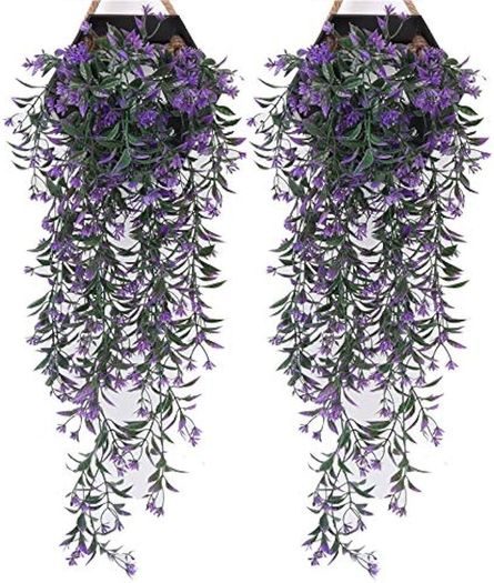 NEW SALE | 2Pcs Artificial Hanging Plants - Purple Artificial wall plants, Fake Ivy Vine for Wall Home Porch Garden Wedding Garland Outside Hanging Decoration