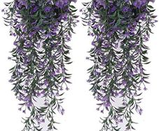 NEW SALE | 2Pcs Artificial Hanging Plants - Purple Artificial wall plants, Fake Ivy Vine for Wall Home Porch Garden Wedding Garland Outside Hanging Decoration