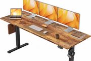 Electric Standing Desk, 160 x 60 cm Height Adjustable Sit Stand Desks with Splice Board and Memory Smart Pannel, Home Office Desk, Brown
