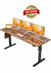 Electric Standing Desk, 160 x 60 cm Height Adjustable Sit Stand Desks with Splice Board and Memory Smart Pannel, Home Office Desk, Brown