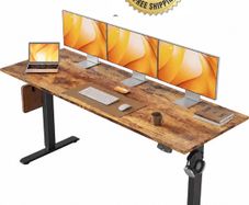 Electric Standing Desk, 160 x 60 cm Height Adjustable Sit Stand Desks with Splice Board and Memory Smart Pannel, Home Office Desk, Brown