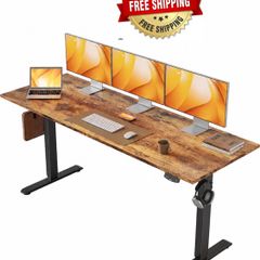 Electric Standing Desk, 160 x 60 cm Height Adjustable Sit Stand Desks with Splice Board and Memory Smart Pannel, Home Office Desk, Brown