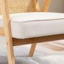 Comfortable Lounge Chair Rattan Chair with Thick Cushion - Rattan Backrest - Deep Seat - Hevea Wood Frame Linen-Look Beige Image 10