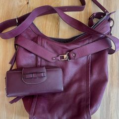 Leather Bag+Matching Leather Purse