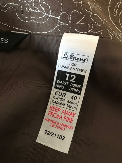 Dunnes brown ladies skirt with silver embroidery detail size 12