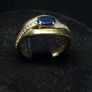 Vintage 18K Gold Ring with Blue Stone Size 49.5 Image 3