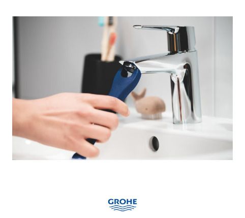 Grohe QuickFix Start SilkMove EnergySaving Cloakroom Mono Basin Mixer Tap with Waste - Chrome