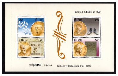 1995 Kilkenny Collectors Fair Commemorative Stamps Exhibition Souvenir Booklet Pane Mint Never Hinged (MNH)