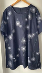 Emery Rose Ladies navy print plus size top new