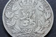 1868 Belgium 5 Francs - Leopold lI Silver coin