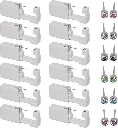 NEW SALE | 12 Packs Ear Piercing Gun Kit Self Ear Nose Piercing Gun Kit, No Pain Safety Nose Piercing Gun Kit