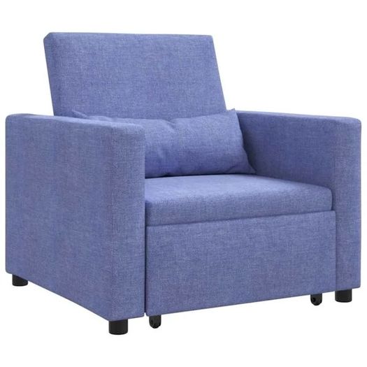 Single Sofa Bed Reclining Jeans blue 90 x 165 x 87 cm Fabric