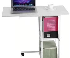 Home Office Rolling Wheel Notebook PC Stand With Storage Rack