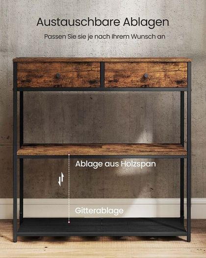 Console Table Vintage Brown-Black Narrow or Marble White