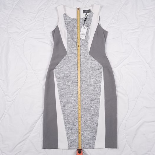 Next Grey Textured & White Colorblock Sleeveless Sheath Bodycon Pencil Dress 12-14UK/40-42EU