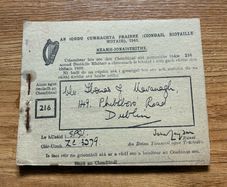 Rare Irish 1950 motor spirit ration book. Full book