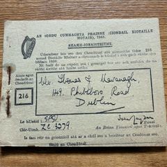 Rare Irish 1950 motor spirit ration book. Full book