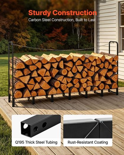 Outdoor Firewood Rack, 1/2 Cord, 500 kg