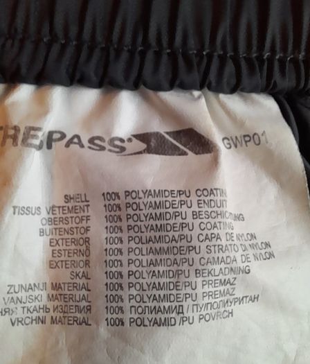 Tresspass Quickpac rain trousers Size S