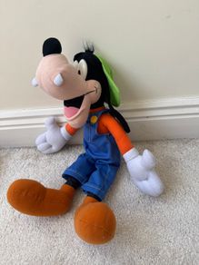 Vintage Goofy Plush Doll in Overalls Stuffed Animal Disney Toy approx. 19 Used Please see photos