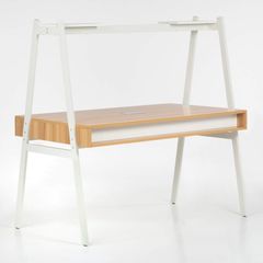 SKLUM Bhan Melamine Steel and Melamine Desk White Gloss Steel