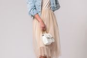 Creamy/ black/khaky/ pink  cliffon dress