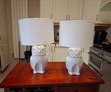Pair of Ceramic Owl Lamps