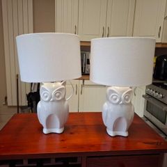 Pair of Ceramic Owl Lamps