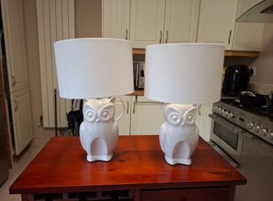 Pair of Ceramic Owl Lamps
