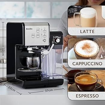 FREE EXPRESS SHIPPING Breville One-Touch CoffeeHouse Coffee Machine | Espresso, Cappuccino & Latte Maker | 19 Bar Italian Pump | Automatic Milk Frother | ESE Pod Compatible