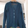 IrelandsEye teal wool cable knit cardigan size xl Image 3