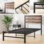 Single Bed Frames with Wood Headboard Image 2